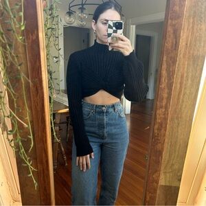 Anthropologie Black Cropped Sweater